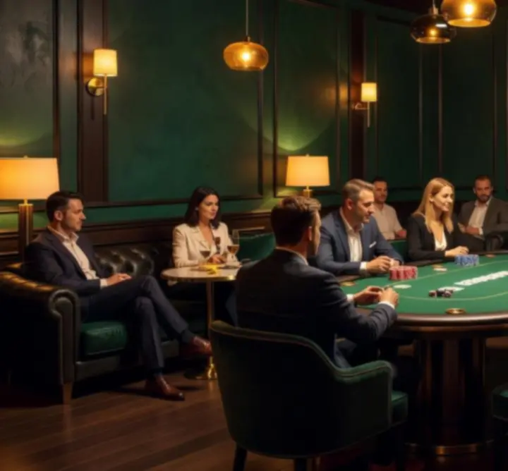 Stylowe wnętrze baru z pokerowym stołem w Chipmora